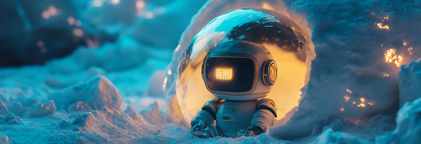 IA bot in an igloo. Ia generated