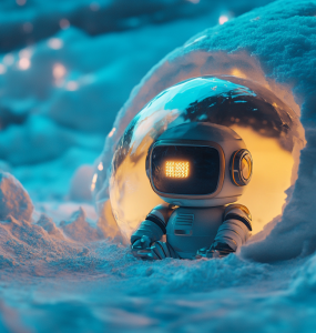 IA bot in an igloo. Ia generated